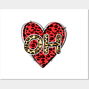 Love OHIO Leopard Heart OH Posters and Art